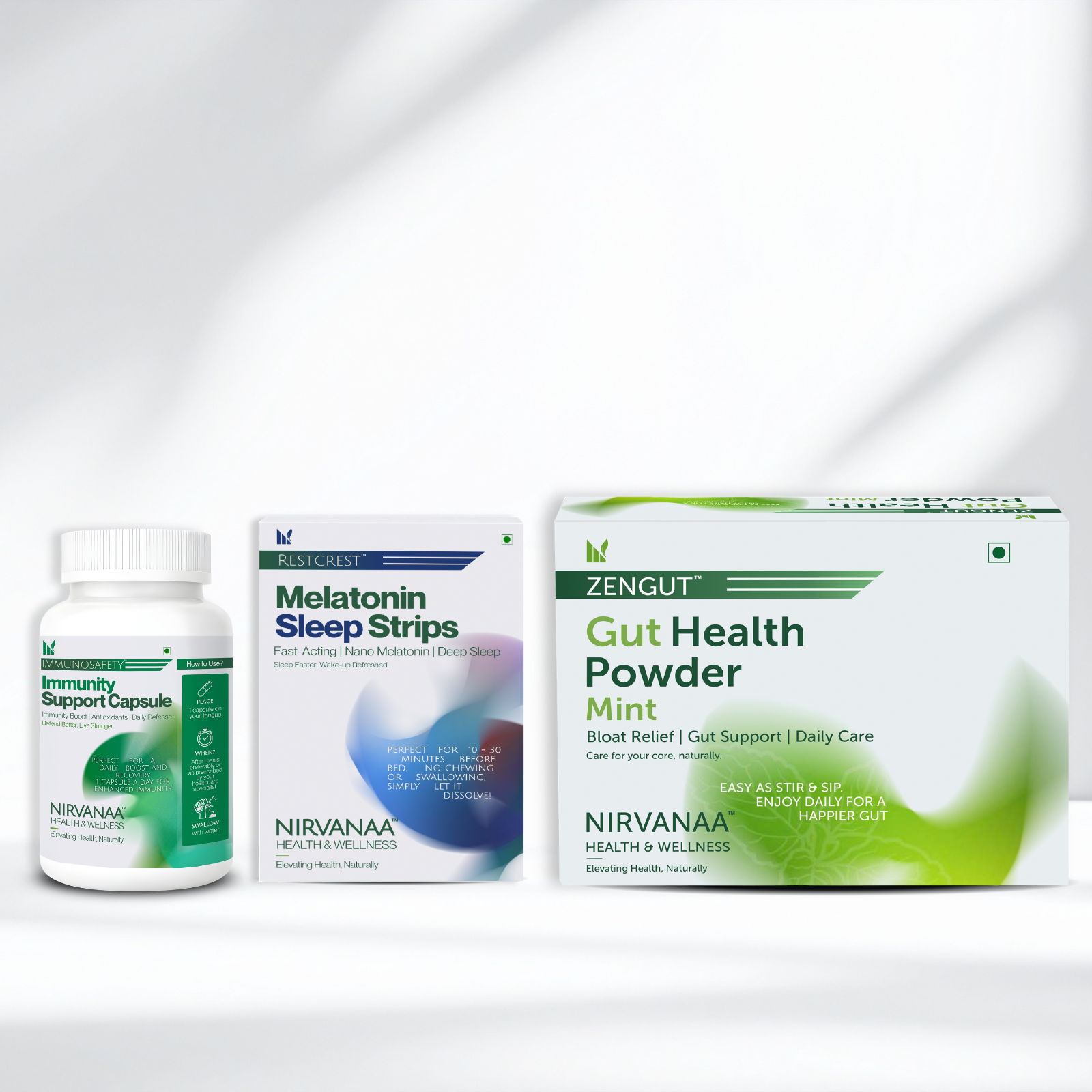 Multivitamin Wellness Combo – Total Wellness Trinity Kit | Sleep Aid, Gut Health & Immunity Booster | Nirvanaa Health & Wellness