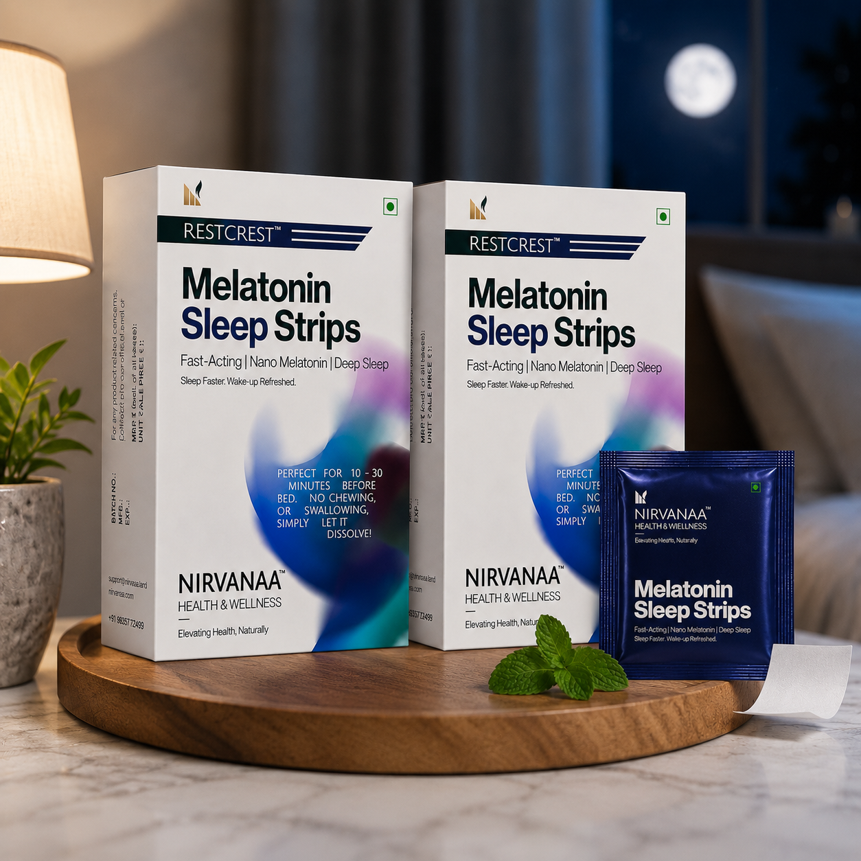 RESTCREST Melatonin Sleep Strips 5mg | Orally Dissolving Strips | Fast Absorbing | Non-Habit Forming | Sugar-Free | Mint Flavour | Pack of 2